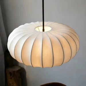 Modern Natural Silk Oval Pendant Light P5005 2
