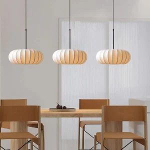 Modern Natural Silk Oval Pendant Light P5005 3