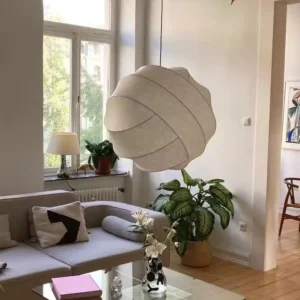 Modern Natural Silk Orb Pendant Light P5006 1