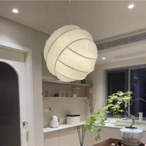 Modern Natural Silk Orb Pendant Light P5006 4