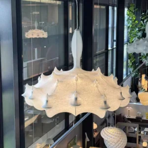 Modern Natural Silk Lotus Pendant Light P5009 2