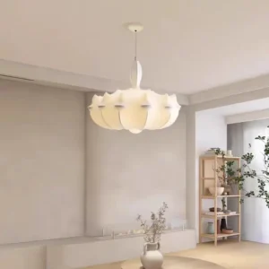 Modern Natural Silk Lotus Pendant Light P5009 4