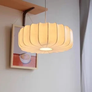 Modern Natural Silk Drum Pendant Light P5010 1