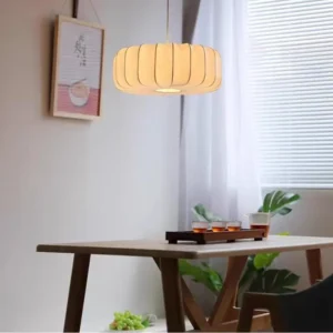Modern Natural Silk Drum Pendant Light P5010 3