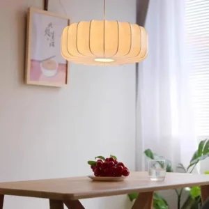 Modern Natural Silk Drum Pendant Light P5010 4