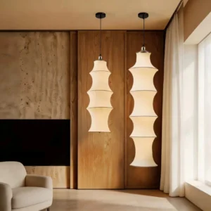 Modern Natural Silk Column Pendant Light P5011 1