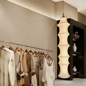 Modern Natural Silk Column Pendant Light P5011 3