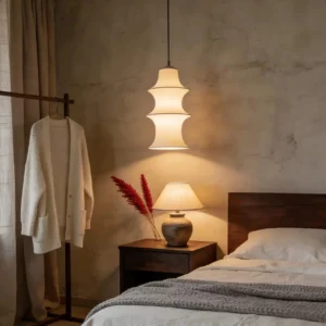 Modern Natural Silk Column Pendant Light P5011 4