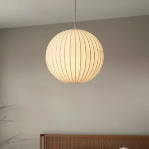 Modern Natural Silk Globe Pendant Light P5013 3