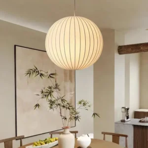 Modern Natural Silk Globe Pendant Light P5013 4