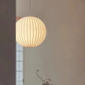 Modern Natural Silk Globe Pendant Light P5013 5