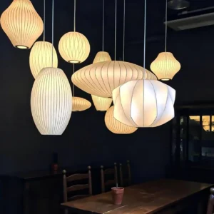 Handcrafted Natural Silk Pendant Light P5014 5
