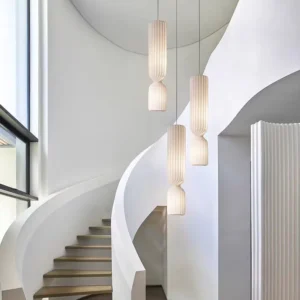 Modern Natural Silk Fluted Pendant Light P5018 1