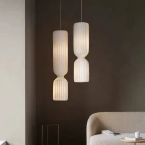 Modern Natural Silk Fluted Pendant Light P5018 2