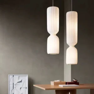 Modern Natural Silk Fluted Pendant Light P5018 3