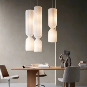 Modern Natural Silk Fluted Pendant Light P5018 4