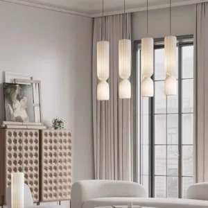 Modern Natural Silk Fluted Pendant Light P5018 5