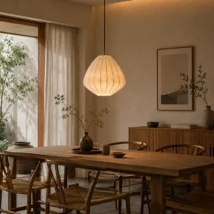 Modern Natural Silk Pear Pendant Light P5019 2