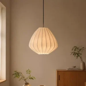 Modern Natural Silk Pear Pendant Light P5019 1
