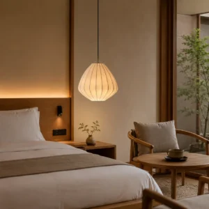 Modern Natural Silk Pear Pendant Light P5019 3