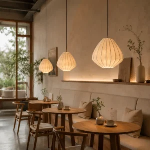 Modern Natural Silk Pear Pendant Light P5019 4
