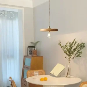 Modern Solid Wood Disc Pendant Light PD005 4