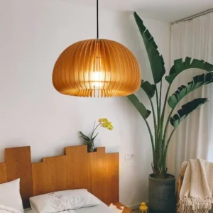 Scandinavian Wooden Slatted Pendant Light PD007 4