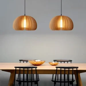 Scandinavian Wooden Slatted Pendant Light PD007 5
