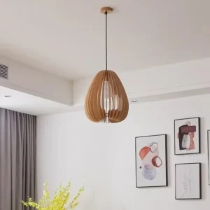 Scandinavian Teardrop Wooden Pendant Light PD009 2