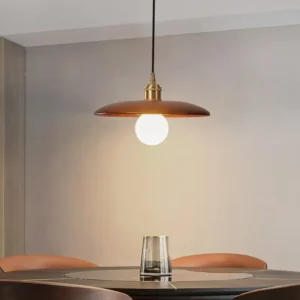 Mid-Century Wooden Disc Pendant Light PD012 1