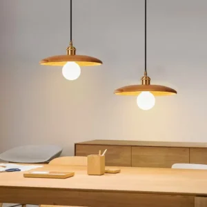 Mid-Century Wooden Disc Pendant Light PD012 2