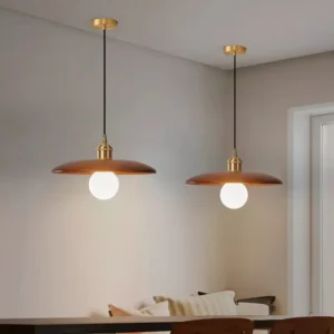 Mid-Century Wooden Disc Pendant Light PD012 3