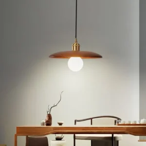 Mid-Century Wooden Disc Pendant Light PD012 4