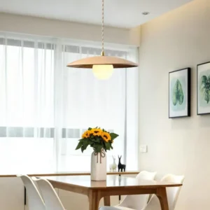 Wood & Opal Glass Pendant Light PD013 1