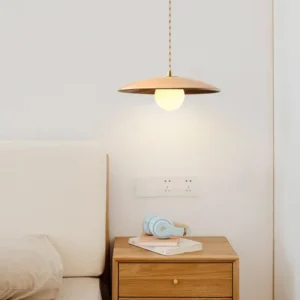 Wood & Opal Glass Pendant Light PD013 2