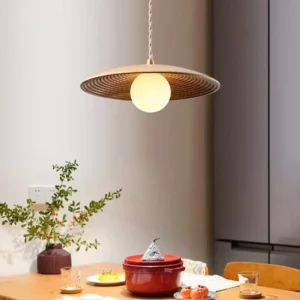 Wood & Opal Glass Pendant Light PD013 4