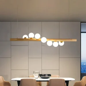 Modern Wooden Linear Globe Chandelier PD014 1