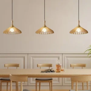 Mid-Century Wooden Slatted Pendant Light PD016 1