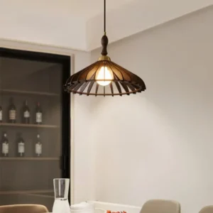 Mid-Century Wooden Slatted Pendant Light PD016 2
