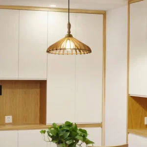 Mid-Century Wooden Slatted Pendant Light PD016 4