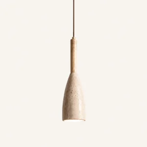 Modern Travertine & Wood Pendant Light P3001