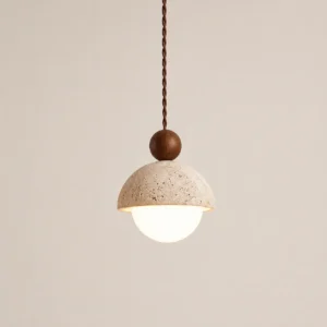 Minimalist Travertine & Wood Hanging Lamp P3035