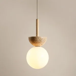 Travertine & Opal Glass Pendant Light P3040