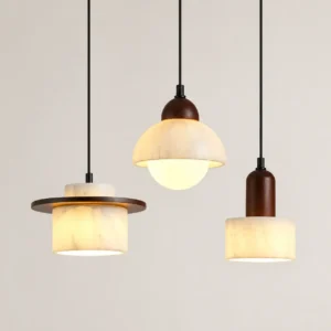Modern Marble & Walnut Wood Pendant Light PB007
