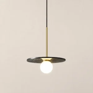 Modern Marble Disc Pendant Light with Glass Globe PB021