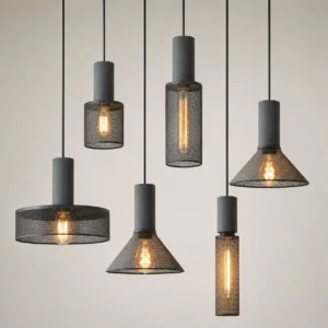 Industrial Concrete & Metal Pendant Light PC005