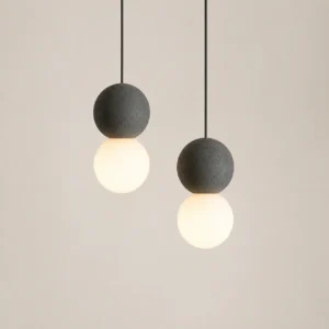 Modern Concrete & Opal Glass Globe Pendant Light PC008