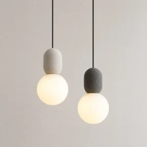 Modern Concrete & Opal Glass Globe Pendant Light PC014