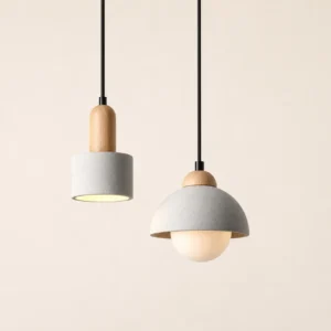 Minimalist Concrete & Wood Pendant Light PC015