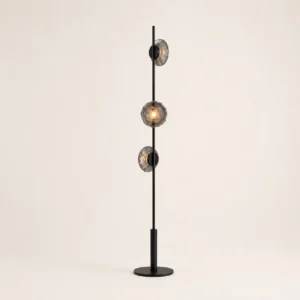 Modern Vertical 3-Light Glass Floor Lamp with Black Metal FL-A006